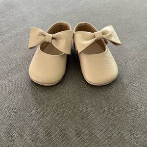 Elephantito Tan Baby Walker Shoes with Bow